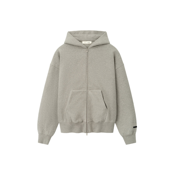 Fear of God Essentials Classic Zip-Up Hoodie in Warm Heather | Coveti