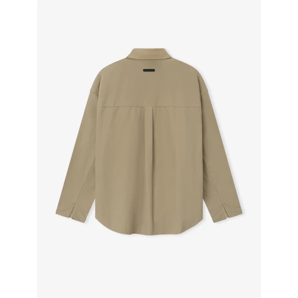 Fear of God Essentials Cotton Canvas Overshirt in Dune | Men Shirts | Coveti