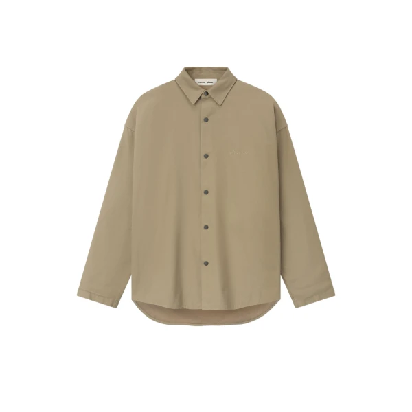 Fear of God Essentials Cotton Canvas Overshirt in Dune | Coveti