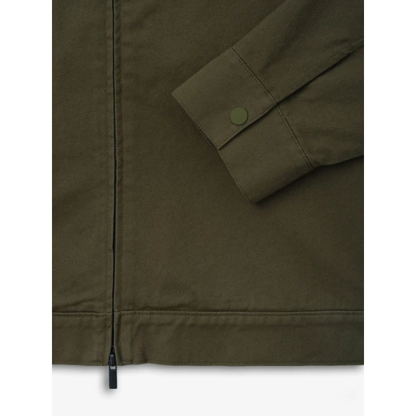 Fear of God Essentials Cotton Twill Work Jacket in Moss | Men Jackets | Coveti