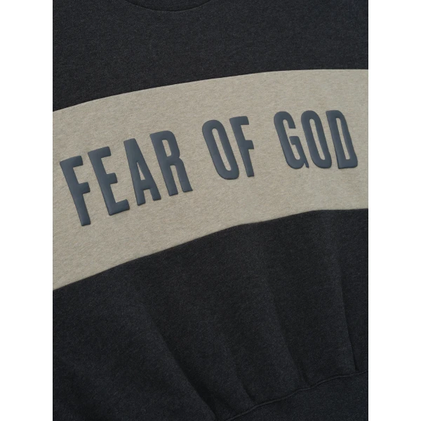 Fear of God Essentials Cropped Relaxed Panelled Sweatshirt in Iron Grey Heather and Seal Heather | Sweatshirts | Coveti