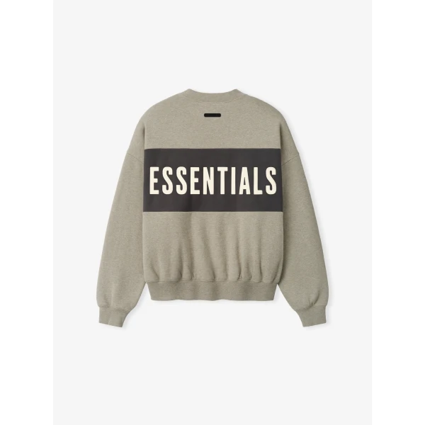 Fear of God Essentials Cropped Relaxed Panelled Sweatshirt in Seal Heather and Iron Grey | Sweatshirts | Coveti