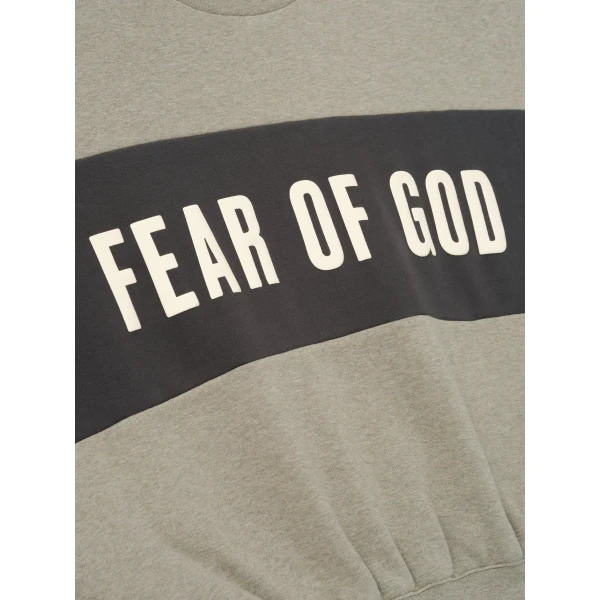 Fear of God Essentials Cropped Relaxed Panelled Sweatshirt in Seal Heather and Iron Grey | Sweatshirts | Coveti