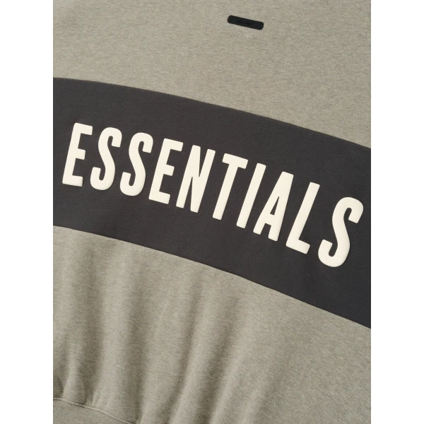 Fear of God Essentials Cropped Relaxed Panelled Sweatshirt in Seal Heather and Iron Grey | Sweatshirts | Coveti