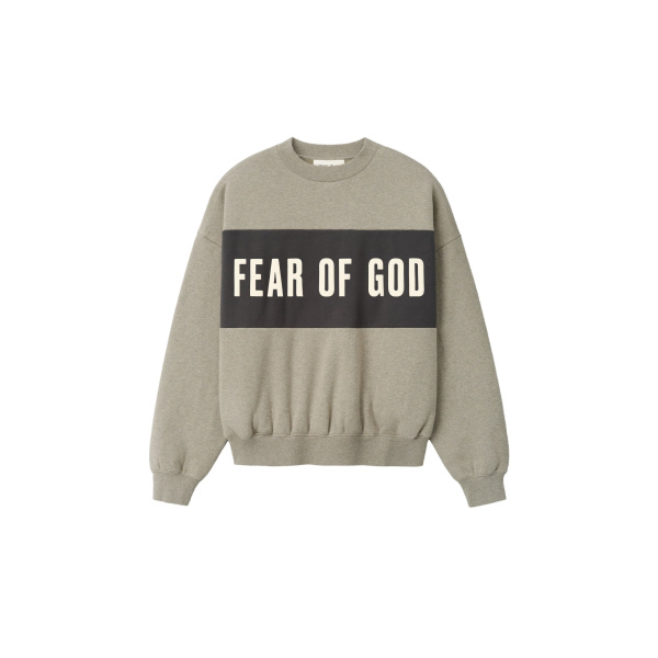 Fear of God Essentials Cropped Relaxed Panelled Sweatshirt in Seal Heather and Iron Grey | Coveti