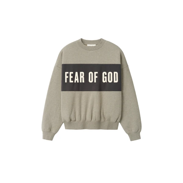 Essentials Cropped Relaxed Panelled Sweatshirt in Seal Heather and Iron Grey