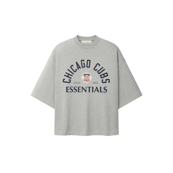 Fear of God Essentials Cubs National League Merch Tee in Concrete Heather | Coveti