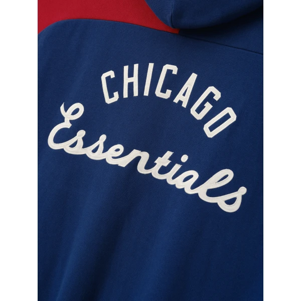 Fear of God Essentials Cubs Raglan Half Zip Sport Hoodie in Estate Blue and Stone Red | Sweatshirts | Coveti