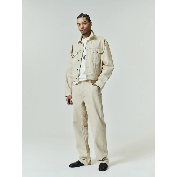 Fear of God Essentials Denim 5-Pocket Jeans in Overdyed Dune | Pants | Coveti