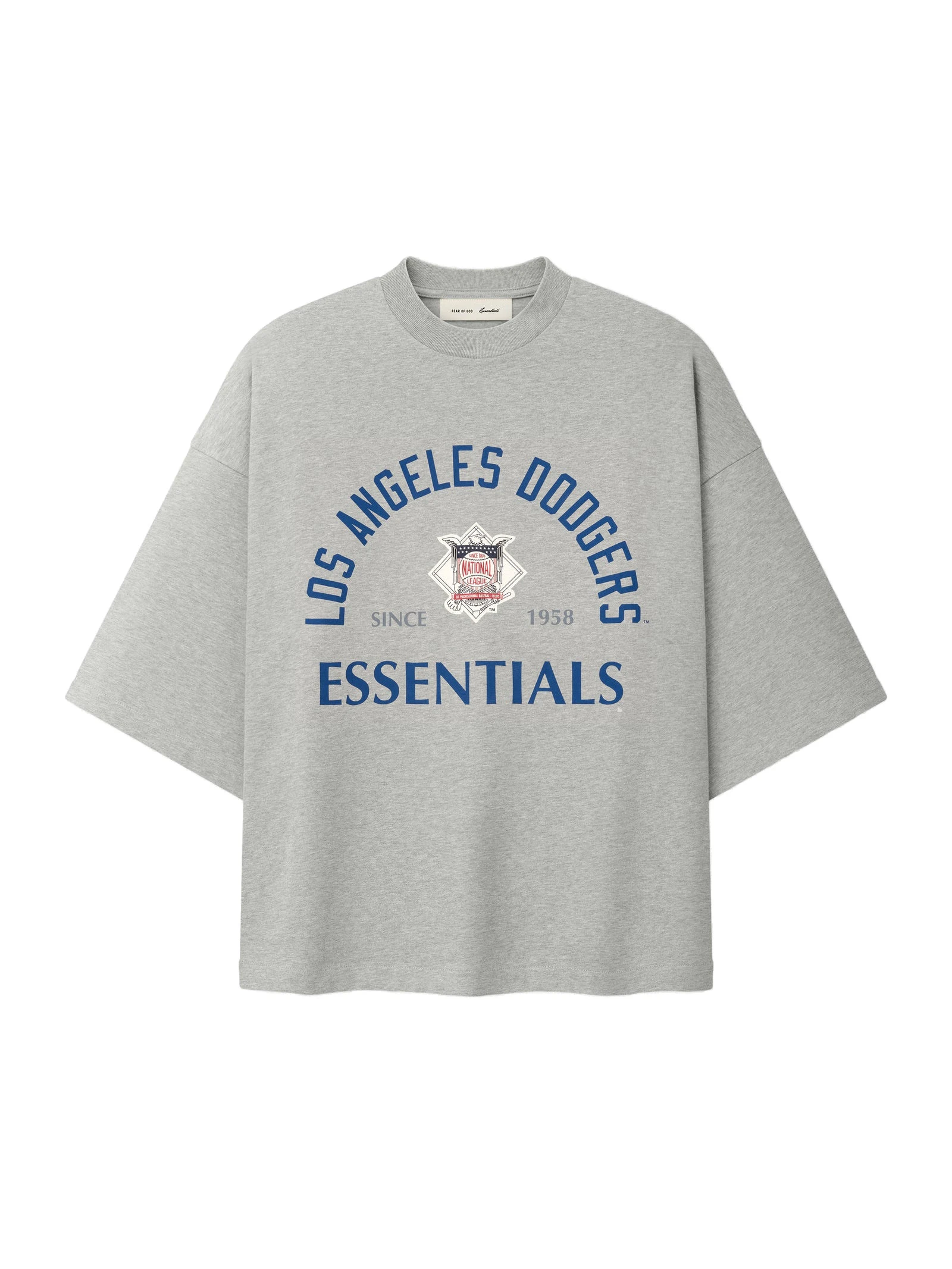 Fear of God Essentials Dodgers National League Merch Tee in Concrete Heather Fear of God Essentials Dodgers National League Merch Tee in Concrete Heather | Coveti