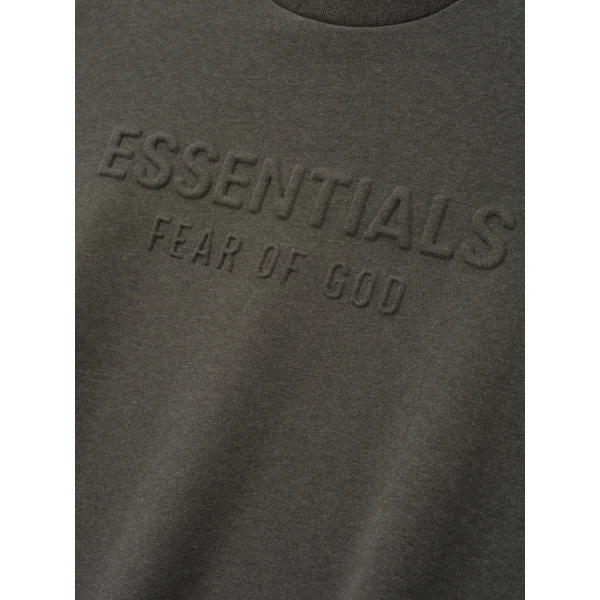 Fear of God Essentials Embossed 90s Relaxed Crewneck in Ash Heather | Sweatshirts | Coveti