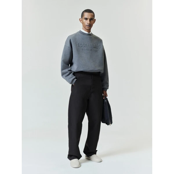 Fear of God Essentials Embossed 90s Relaxed Crewneck in Ash Heather | Sweatshirts | Coveti