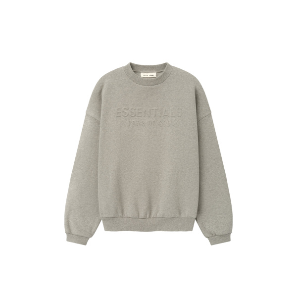 Fear of God Essentials Embossed 90s Relaxed Crewneck in Warm Heather | Coveti