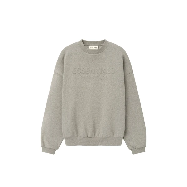 Fear of God Essentials Embossed 90s Relaxed Crewneck in Warm Heather | Coveti