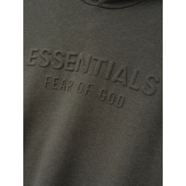 Fear of God Essentials Embossed 90s Relaxed Hoodie in Ash Heather | Sweatshirts | Coveti