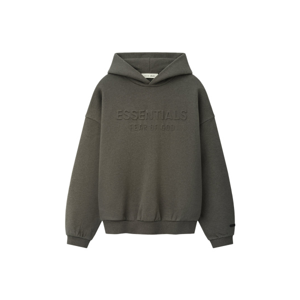 Fear of God Essentials Embossed 90s Relaxed Hoodie in Ash Heather | Coveti