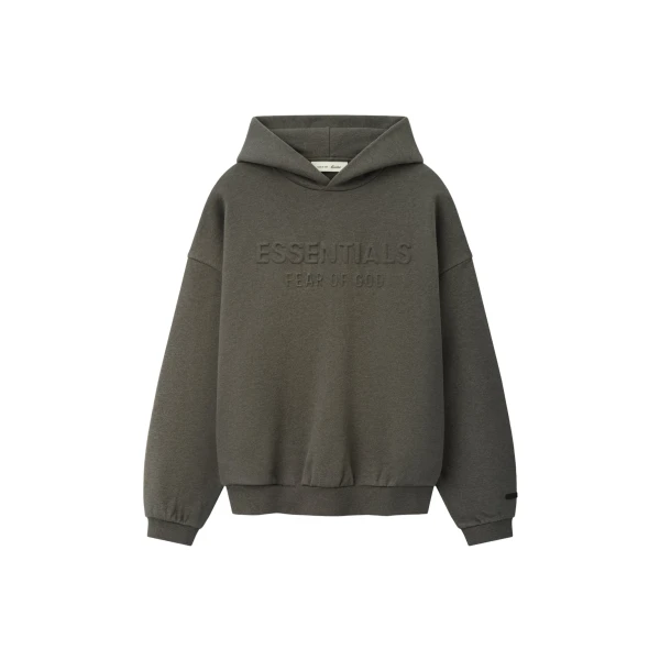 Fear of God Essentials Embossed 90s Relaxed Hoodie in Ash Heather | Coveti