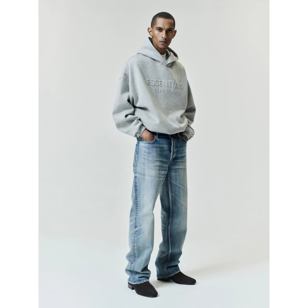 Fear of God Essentials Embossed 90s Relaxed Hoodie in Warm Heather | Sweatshirts | Coveti