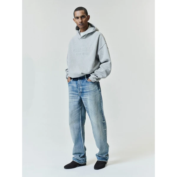 Fear of God Essentials Embossed 90s Relaxed Hoodie in Warm Heather | Sweatshirts | Coveti