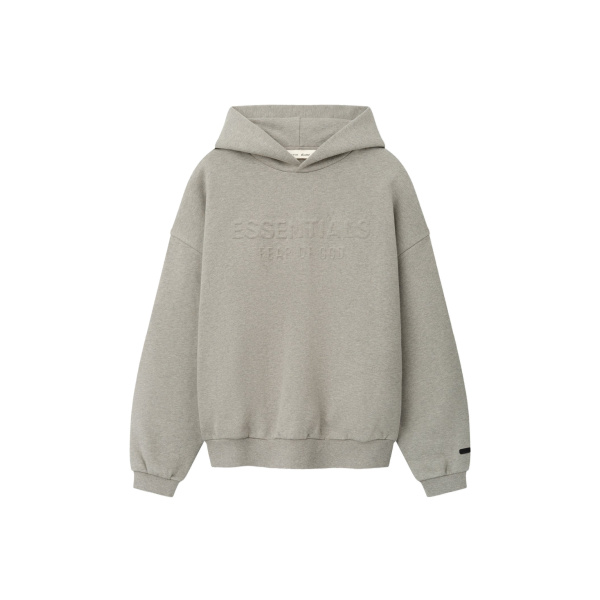 Fear of God Essentials Embossed 90s Relaxed Hoodie in Warm Heather | Coveti