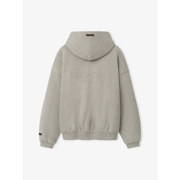 Fear of God Essentials Embossed 90s Relaxed Zip Up Hoodie in Ash Heather | Sweatshirts | Coveti