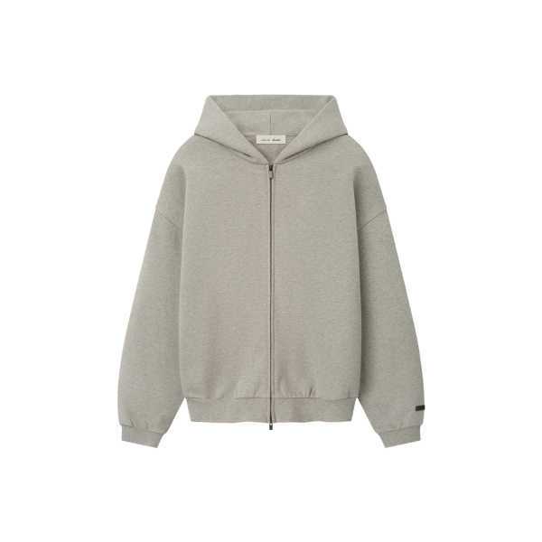 Fear of God Essentials Embossed 90s Relaxed Zip Up Hoodie in Ash Heather | Coveti