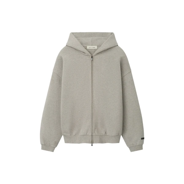 Fear of God Essentials Embossed 90s Relaxed Zip Up Hoodie in Ash Heather | Coveti