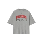 Fear of God Essentials Falcons 90s 3/4 Sleeve Football Tee in Concrete Heather | Coveti