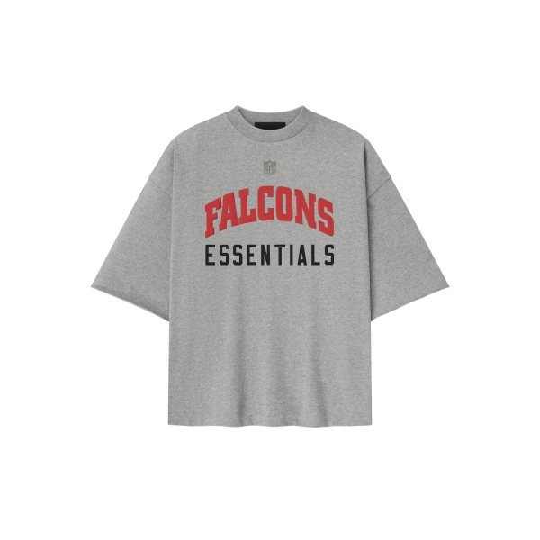 Fear of God Essentials Falcons 90s 3/4 Sleeve Football Tee in Concrete Heather | Coveti