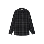 Fear of God Essentials Flannel Button Up Shirt in Vintage Black Plaid | Coveti