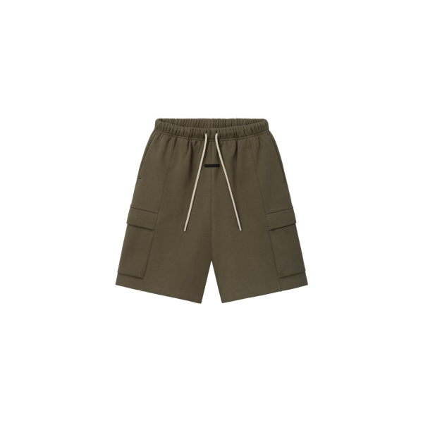 Fear of God Essentials Fleece Cargo Basketball Short in Moss | Coveti