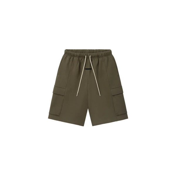 Essentials Fleece Cargo Basketball Short in Moss