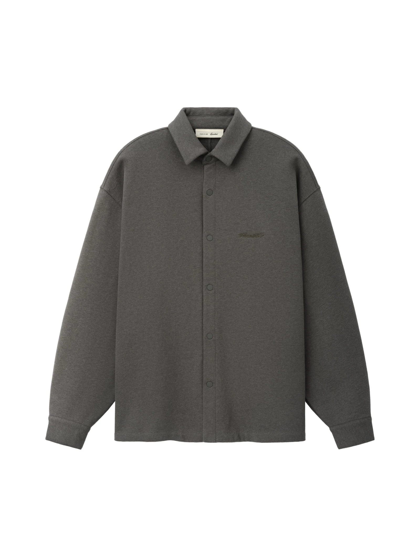 Fear of God Essentials Fleece Overshirt in Ash Heather Fear of God Essentials Fleece Overshirt in Ash Heather | Coveti