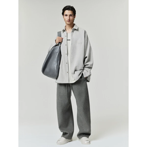 Fear of God Essentials Fleece Overshirt in Pyrite Heather | Men Shirts | Coveti