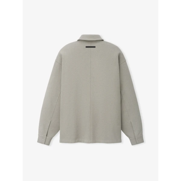 Fear of God Essentials Fleece Overshirt in Pyrite Heather | Men Shirts | Coveti