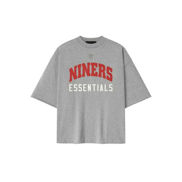 Fear of God Essentials Forty Niners 90s 3/4 Sleeve Football Tee in Concrete Heather | Coveti