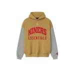 Fear of God Essentials Forty Niners Sport Hoodie in Prairie Sand and Concrete Heather | Coveti