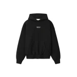 Fear of God Essentials Front Logo Classic Hoodie in Black | Coveti