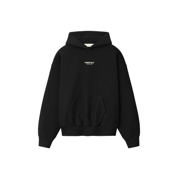 Fear of God Essentials Front Logo Classic Hoodie in Black | Coveti