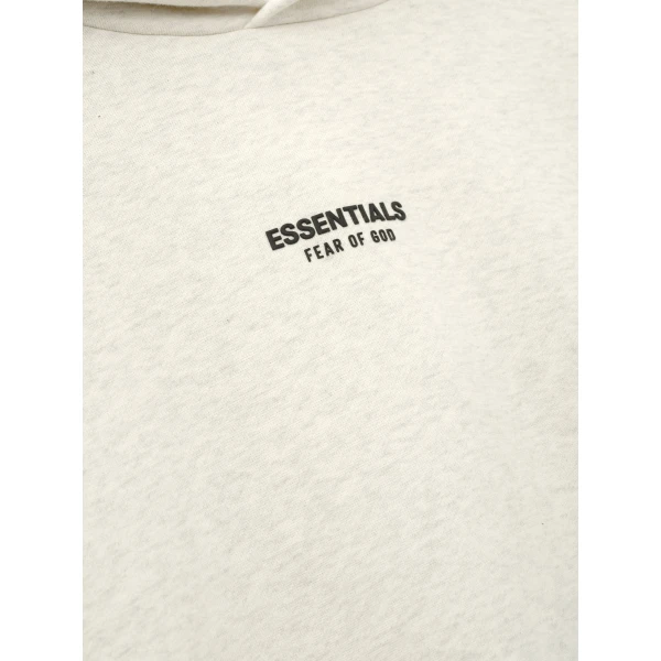 Fear of God Essentials Front Logo Classic Hoodie in Oatmeal Heather | Sweatshirts | Coveti
