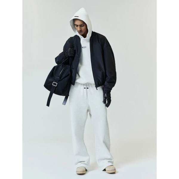 Fear of God Essentials Front Logo Classic Hoodie in Oatmeal Heather | Sweatshirts | Coveti