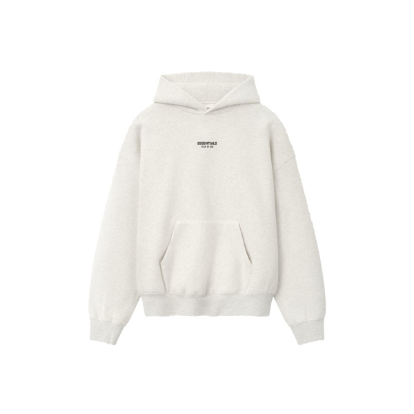 Fear of God Essentials Front Logo Classic Hoodie in Oatmeal Heather | Coveti