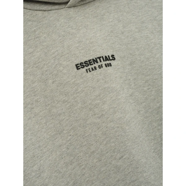 Fear of God Essentials Front Logo Classic Hoodie in Warm Heather | Sweatshirts | Coveti
