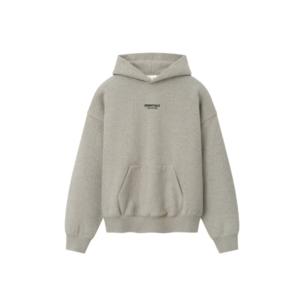 Fear of God Essentials Front Logo Classic Hoodie in Warm Heather | Coveti