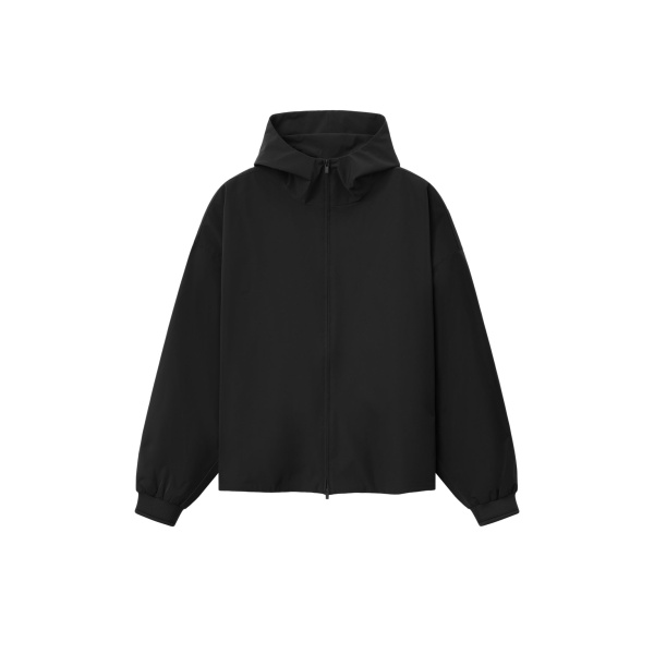 Fear of God Essentials Full Zip Hooded Anorak in Vintage Black | Coveti