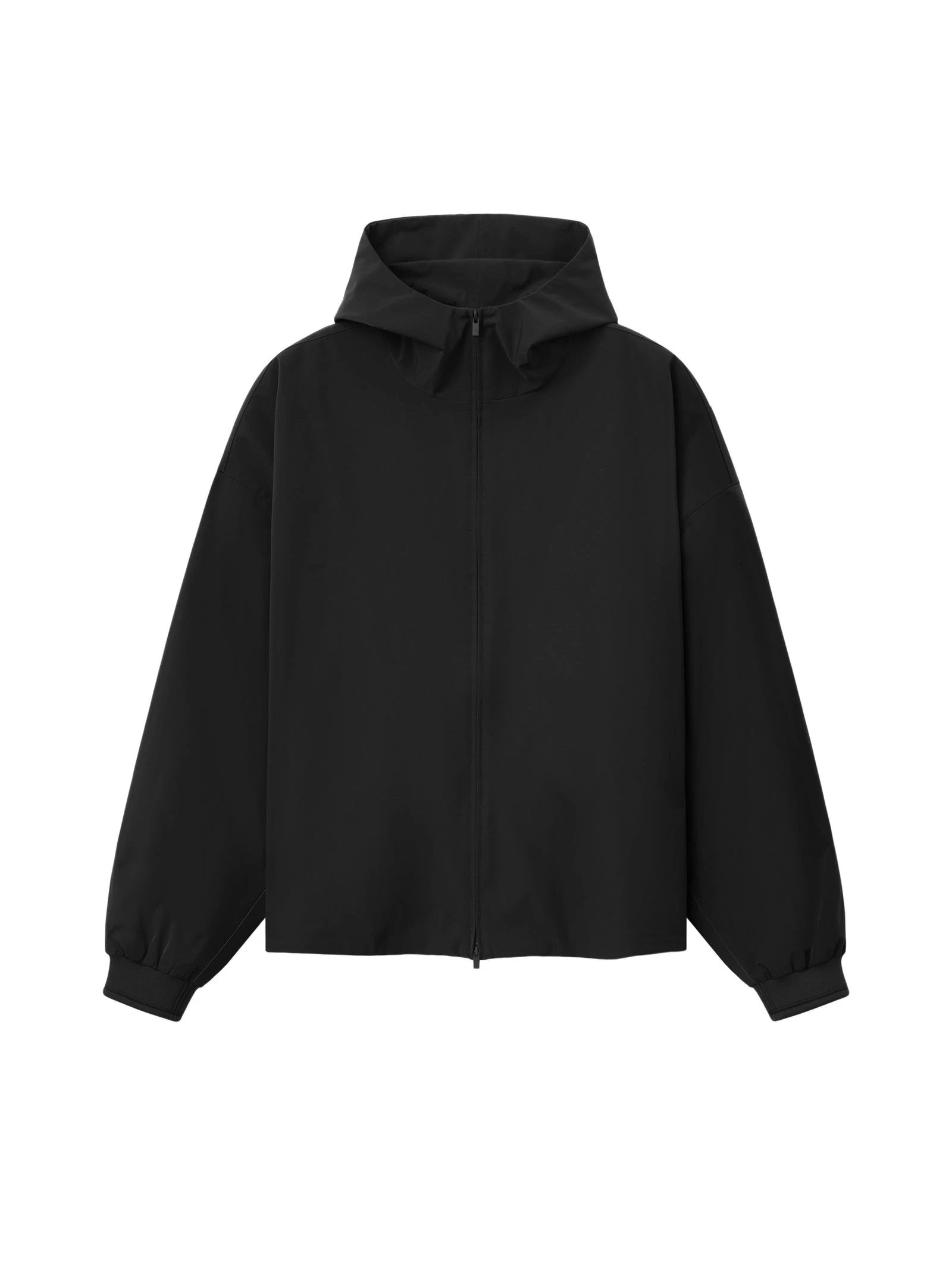 Fear of God Essentials Full Zip Hooded Anorak in Vintage Black Fear of God Essentials Full Zip Hooded Anorak in Vintage Black | Coveti
