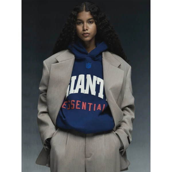 Fear of God Essentials Giants Sport Hoodie in Blue Estate and Concrete Heather | Sweatshirts | Coveti