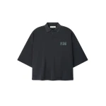 Fear of God Essentials Heavy Jersey Cropped Polo in Washed Iron Grey | Coveti