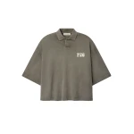 Fear of God Essentials Heavy Jersey Cropped Polo in Washed Seal | Coveti