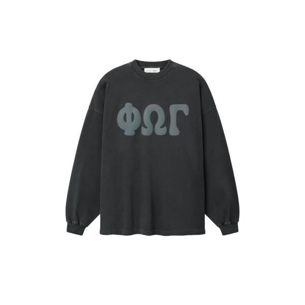 Fear of God Essentials Heavy Jersey Merch Long Sleeve Tee in Washed Iron Grey | Coveti